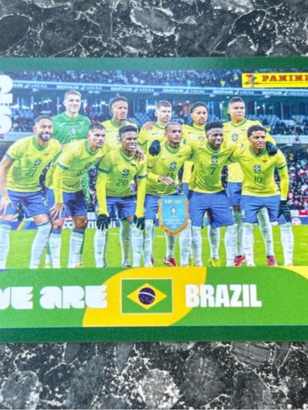 RARE 🇧🇷 Panini Brazil Team Sticker!  Green border!